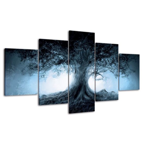 Dark Forest Fantasy Tree Shadow 5 Piece Five Panel Wall Canvas Print Modern Art Poster Wall Art Decor 4