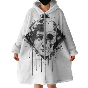 Dark Half Face Human & Skull Hoodie Wearable Blanket WB0556