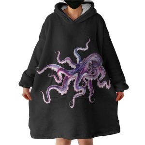 Dark Purple Octopus Hoodie Wearable Blanket WB0302