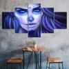 Day Of The Dead Face Blue Tone 5 Piece Five Panel Wall Canvas Print Modern Art Poster Wall Art Decor