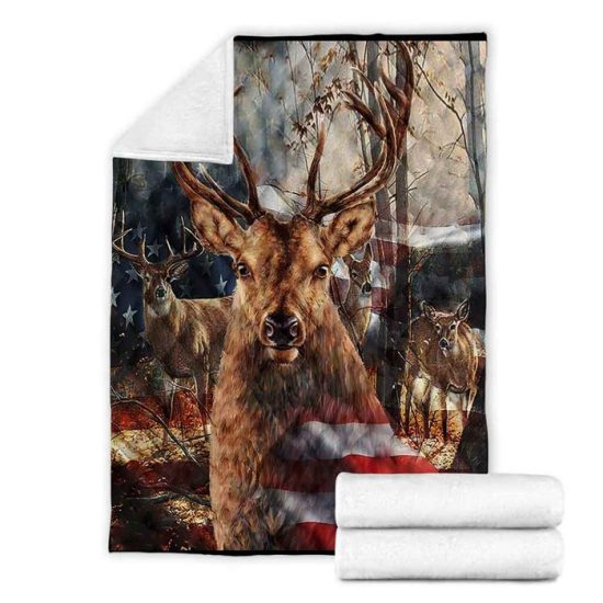 Deer America Blanket Animal Blanket Anniversary Gift Birthday Gift Sherpa Blanket Fleece Blanket 1