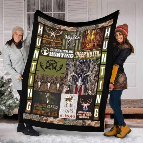 Deer Huter Blanket Fleece Blanket Sherpa Blanket Birtday Gift For Anniversary Day Outdoor Balnket