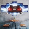 Delorean Time Machine Car Canvas 5 Piece Five Panel Print Modern Wall Art Poster Wall Art Decor