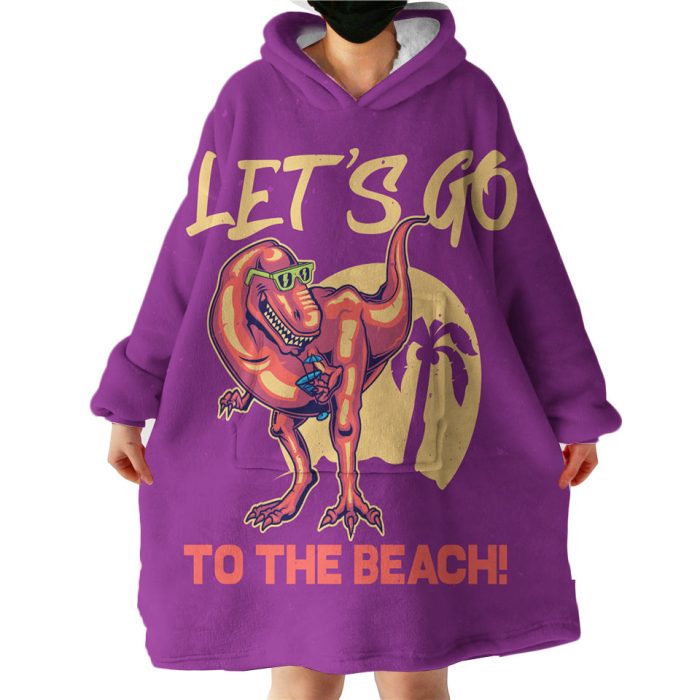 Dinosaur On The Beach Hoodie Wearable Blanket WB1235