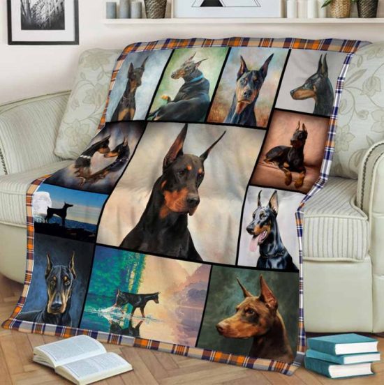 Doberman Pinscher Blanket Sherpa Blanket Fleece Blanket Birthday Gift For Dog Lover Dog Blanket 1