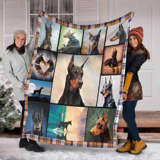 Doberman Pinscher Blanket Sherpa Blanket Fleece Blanket Birthday Gift For Dog Lover Dog Blanket 2
