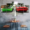 Dodge Challenger Cars Street Race Scene Canvas 5 Piece Five Panel Print Modern Wall Art Poster Wall Art Decor