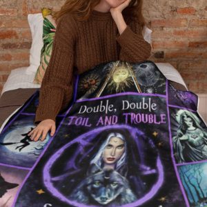 Double Trouble Witch Halloween Blanket Halloween Blanket Family Gifts Cozy Plush Fleece Premium Mink Sherpa 1
