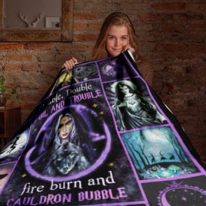 Double Trouble Witch Halloween Blanket Halloween Blanket Family Gifts Cozy Plush Fleece Premium Mink Sherpa 2