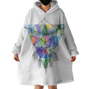 Dream Catcher Sketch Colorful Triangles Background Hoodie Wearable Blanket WB0680