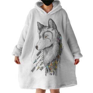 Dreamcatcher Wolf White Theme Hoodie Wearable Blanket WB0205