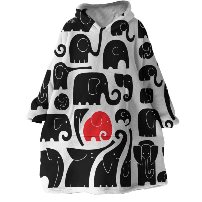 Elephant Patterns Hoodie Wearable Blanket WB1453 1