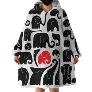Elephant Patterns Hoodie Wearable Blanket WB1453