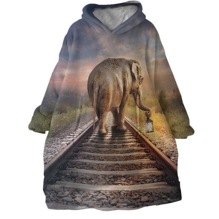 Elephant Trails Hoodie Wearable Blanket WB1499 1