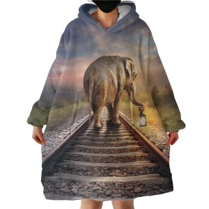 Elephant Trails Hoodie Wearable Blanket WB1499