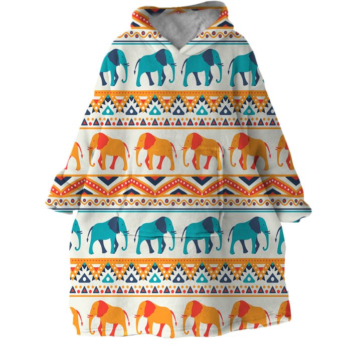 Elephant Trails Hoodie Wearable Blanket WB1648 1
