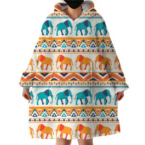 Elephant Trails Hoodie Wearable Blanket WB1648