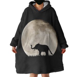 Elephant Under The MoonLight Hoodie Wearable Blanket WB0143