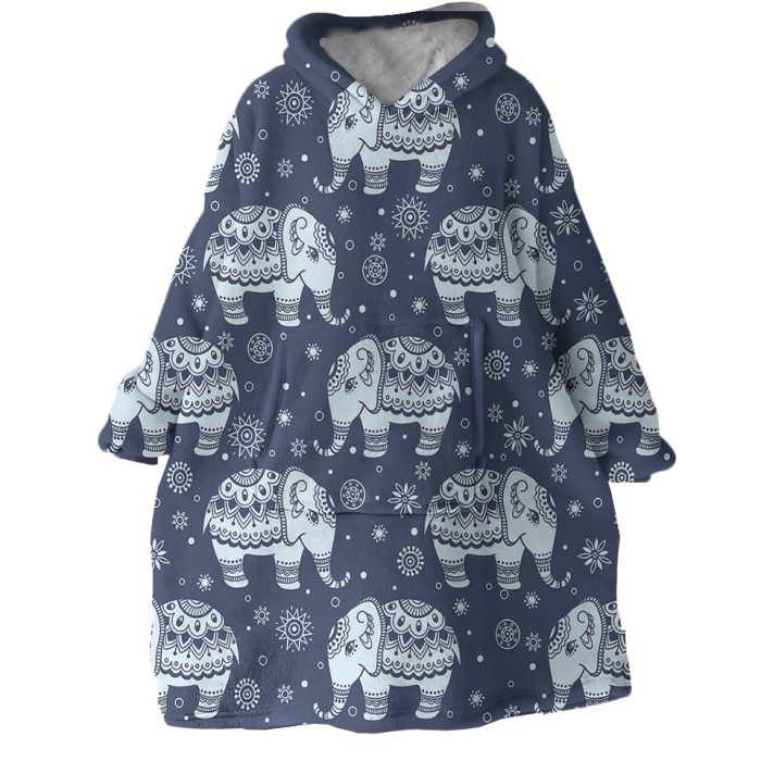 Elephants Hoodie Wearable Blanket WB0030 1