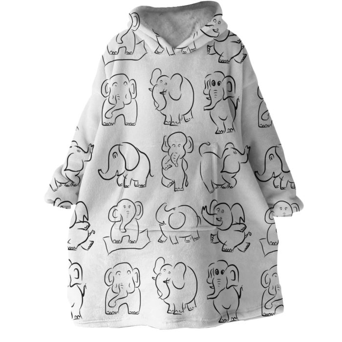 Elephants Hoodie Wearable Blanket WB1470 1
