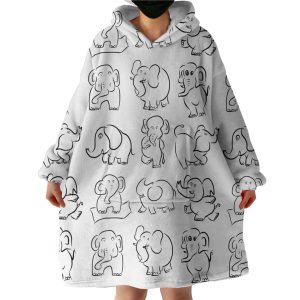 Elephants Hoodie Wearable Blanket WB1470
