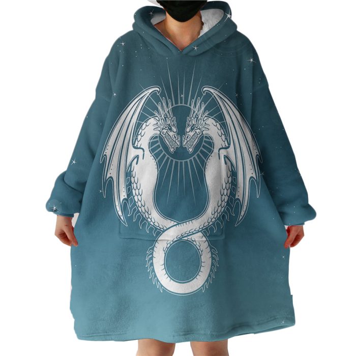 Facing Europe Dragonfly Turquoise Theme Hoodie Wearable Blanket WB0438