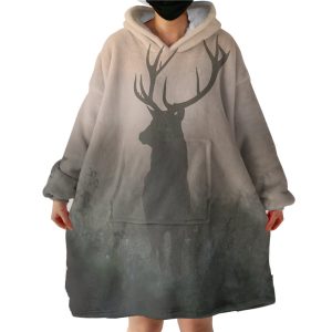 Faded Deer In Forest Hoodie Wearable Blanket WB0310