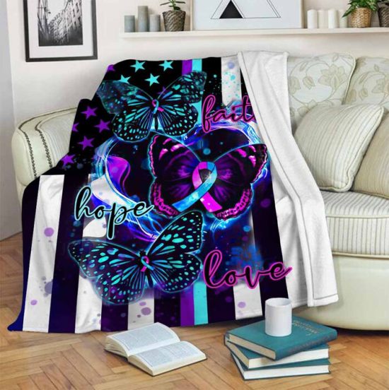 Faith Hope Love Blanket Birthday Gift For Anniversary Day Sherpa Blanket Fleece Blanket 1