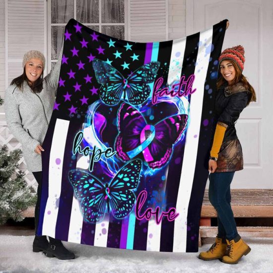 Faith Hope Love Blanket Birthday Gift For Anniversary Day Sherpa Blanket Fleece Blanket 2