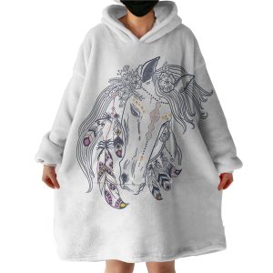 Female Dream Catcher Horse Sketch Hoodie Wearable Blanket WB0952