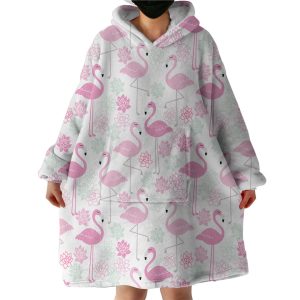 Flamingo Patterns Hoodie Wearable Blanket WB1345