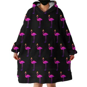 Flamingos Hoodie Wearable Blanket WB0074