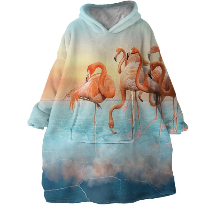 Flamingos Hoodie Wearable Blanket WB1718 1