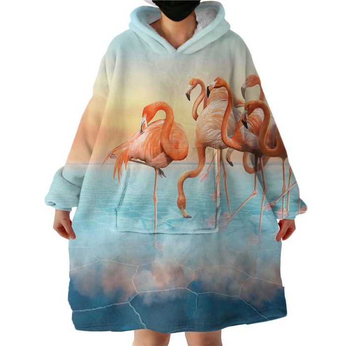 Flamingos Hoodie Wearable Blanket WB1718