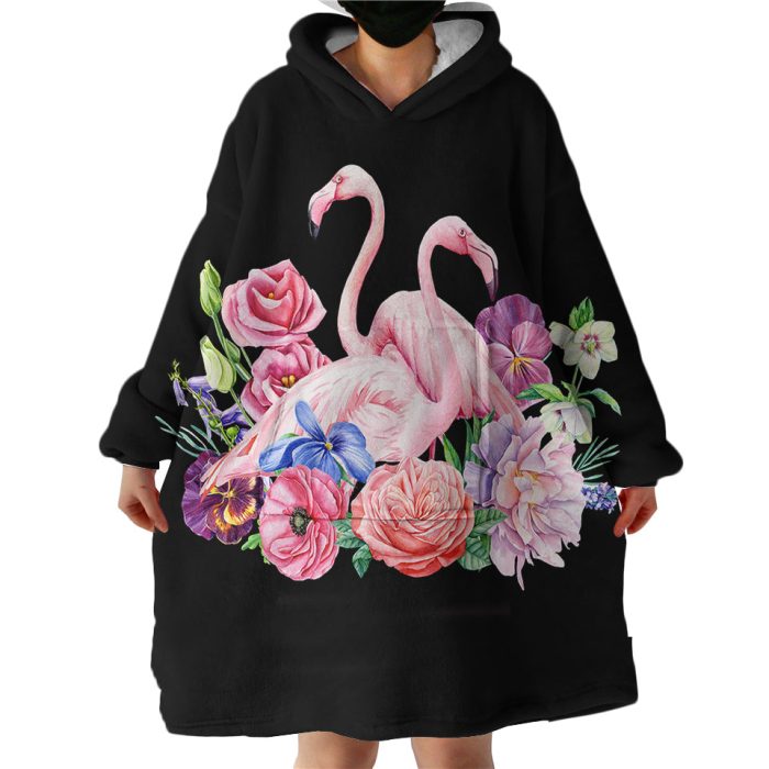 Floral Flamingo Hoodie Wearable Blanket WB1725