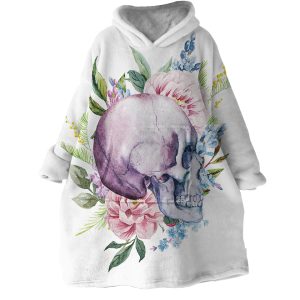 Floral Skull Hoodie Wearable Blanket WB0415 1