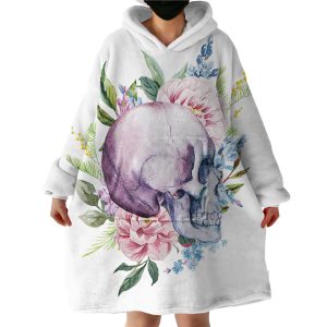 Floral Skull Hoodie Wearable Blanket WB0415
