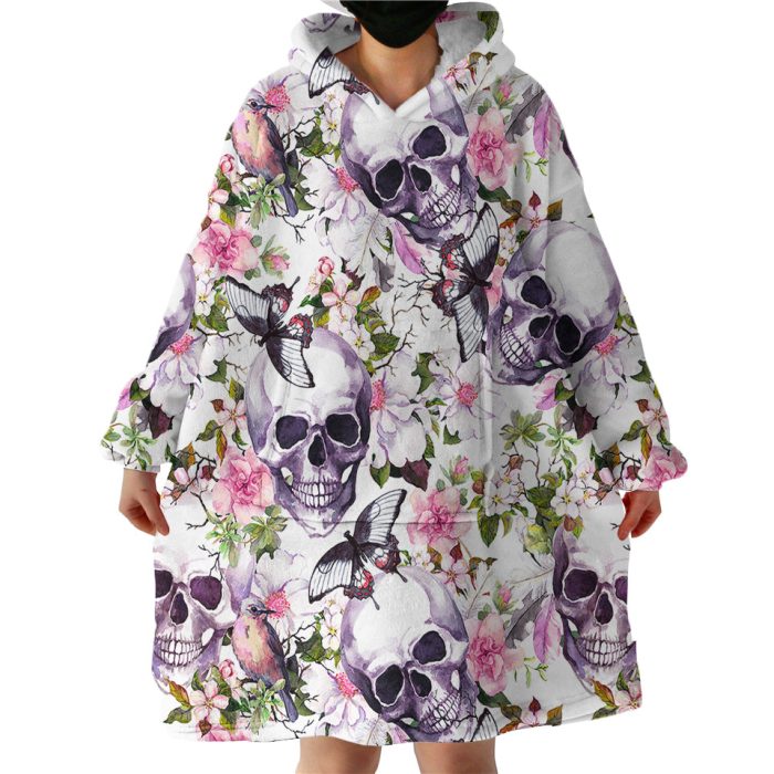 Floral Skull Hoodie Wearable Blanket WB2102