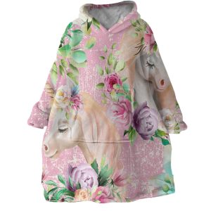 Floral Unicorn Hoodie Wearable Blanket WB0422 1