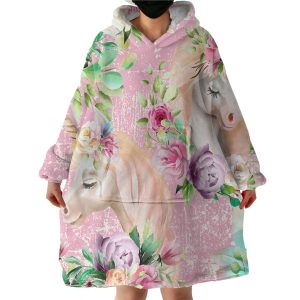 Floral Unicorn Hoodie Wearable Blanket WB0422