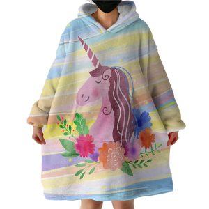 Floral Unicorn Hoodie Wearable Blanket WB1027