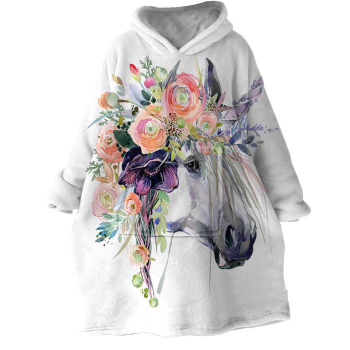 Floral Unicorn Hoodie Wearable Blanket WB1916 1