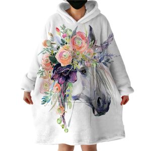 Floral Unicorn Hoodie Wearable Blanket WB1916
