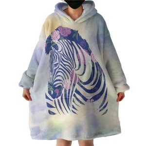 Floral Zebra Hoodie Wearable Blanket WB0040
