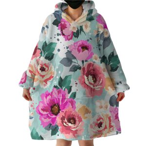 Flowers Hoodie Wearable Blanket WB0854