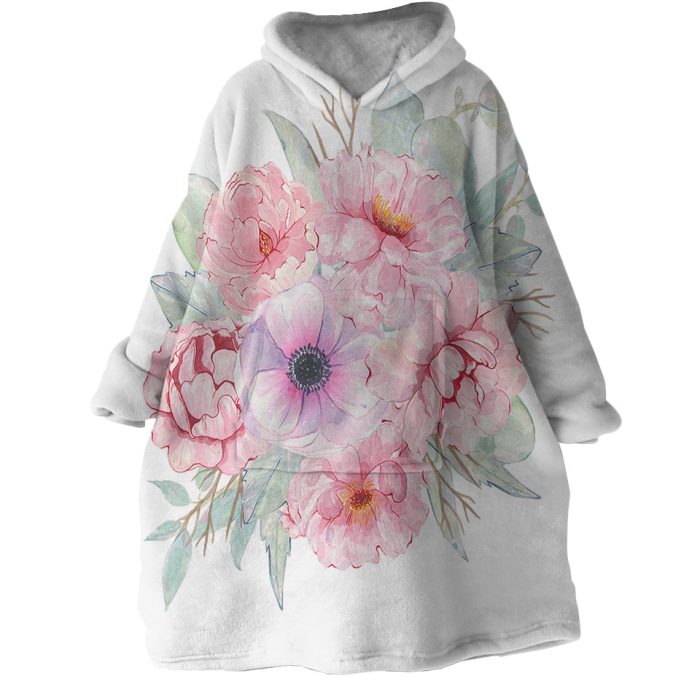 Flowers Hoodie Wearable Blanket WB1073 1