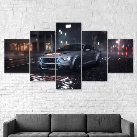 Ford Mustang Car Canvas 5 Piece Five Panel Print Modern Wall Art Poster Wall Art Decor 2