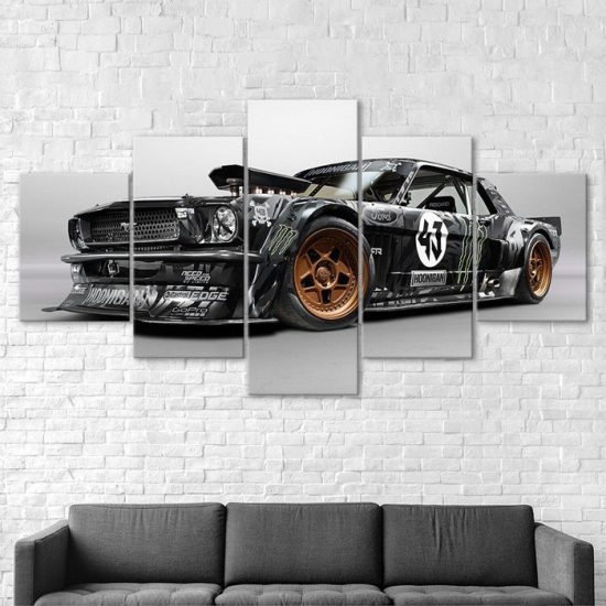 Ford Mustang Racing Car Canvas 5 Piece Five Panel Print Modern Wall Art Poster Wall Art Decor 2 1