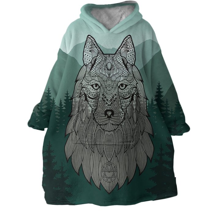 Forest Wolf Hoodie Wearable Blanket WB0408 1