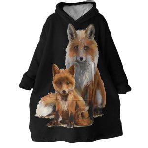 Foxes Hoodie Wearable Blanket WB0070 1